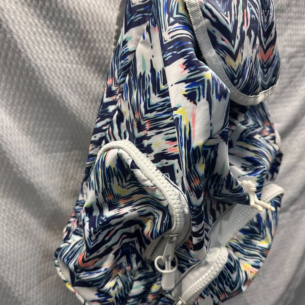 Vibrant Abstract Print Mini Backpack - Drawstring & Flap Closure - Picture 8 of 8